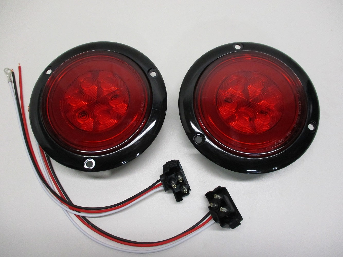Halo Red LED 4" Round Trailer Truck Stop Turn Brake Tail Light 5.5" Flange Mount