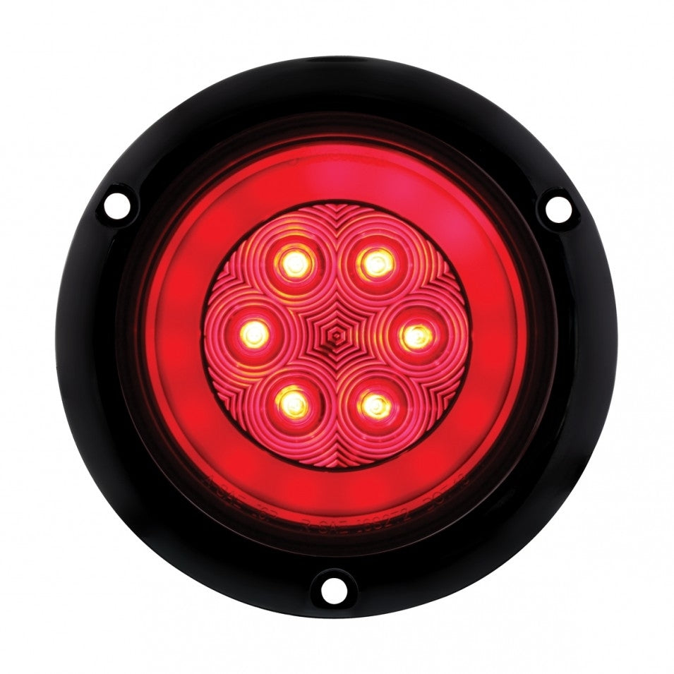Halo Red LED 4" Round Trailer Truck Stop Turn Brake Tail Light 5.5" Flange Mount