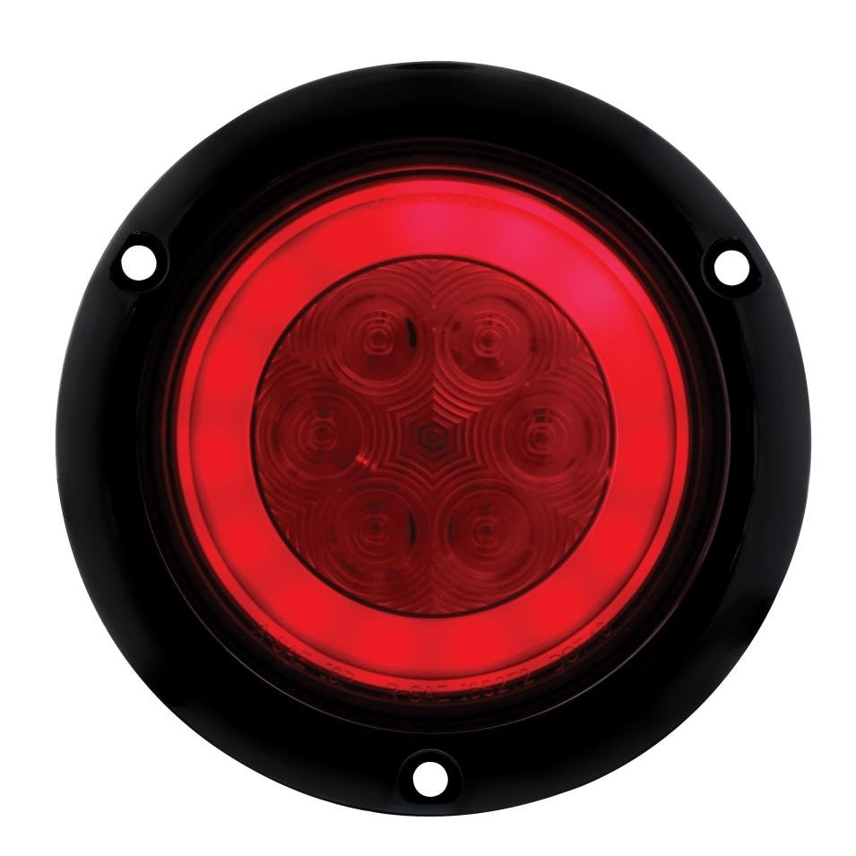 Halo Red LED 4" Round Trailer Truck Stop Turn Brake Tail Light 5.5" Flange Mount