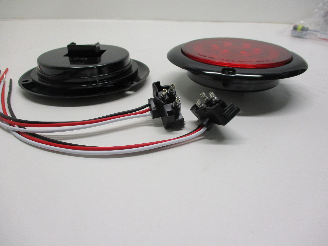 Halo Red LED 4" Round Trailer Truck Stop Turn Brake Tail Light 5.5" Flange Mount