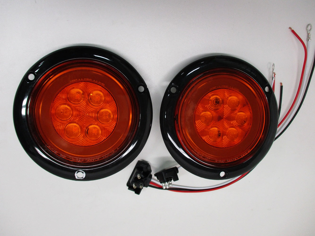 Halo Amber LED 4" Round Trailer Truck Park Turn Signal Lights 5.5" Flange Mount