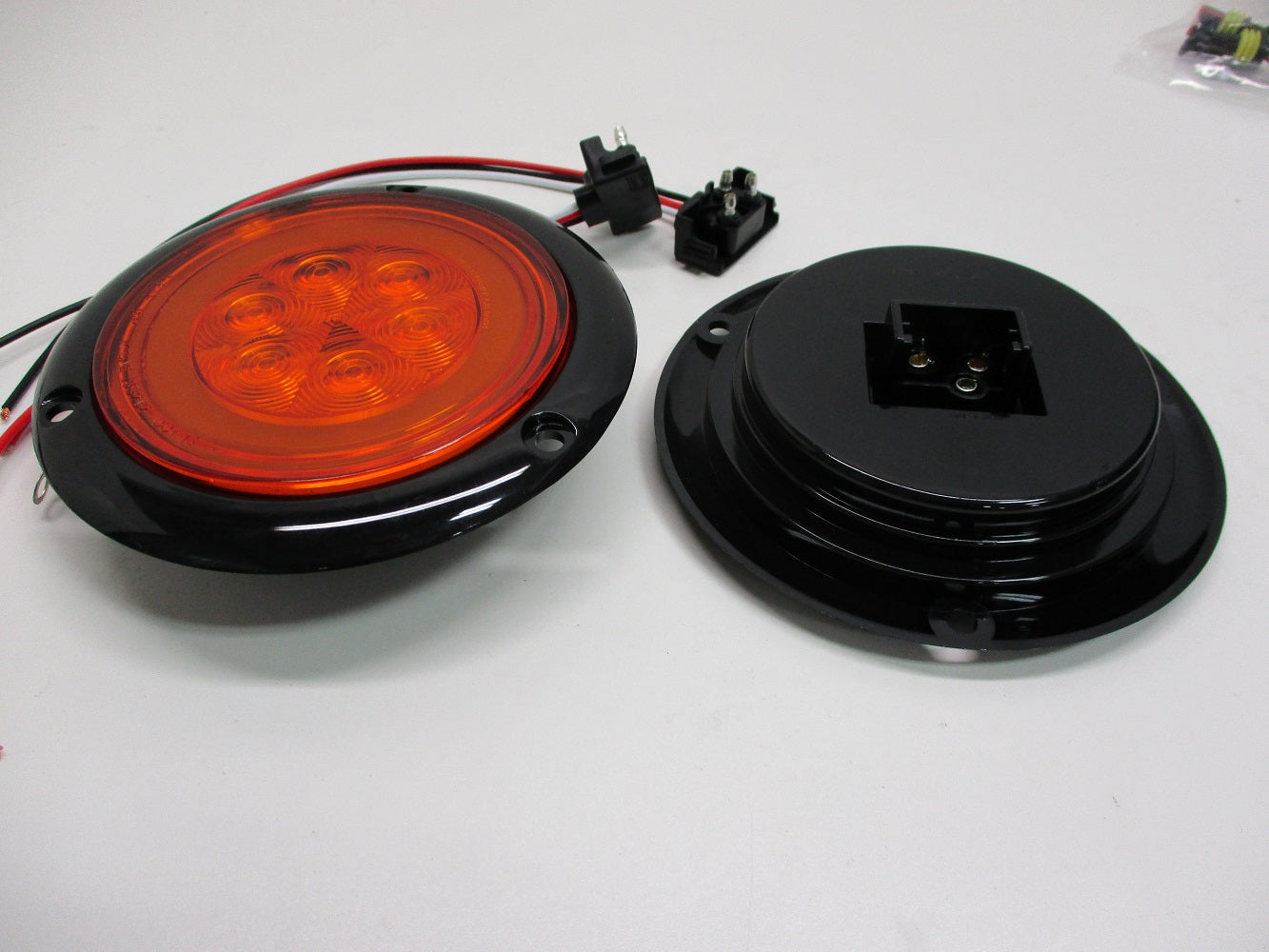 Halo Amber LED 4" Round Trailer Truck Park Turn Signal Lights 5.5" Flange Mount