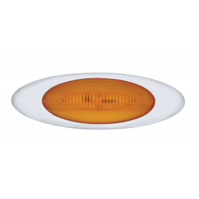 Amber 13 LED Glo Halo Truck Trailer Side Marker Clearance Lights / Chrome Bezel