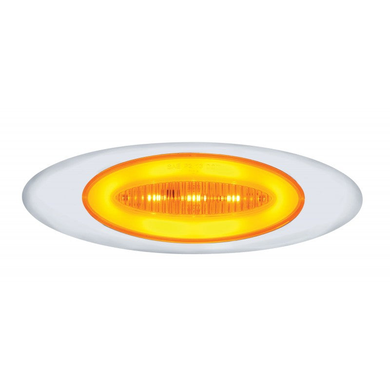 Amber 13 LED Glo Halo Truck Trailer Side Marker Clearance Lights / Chrome Bezel
