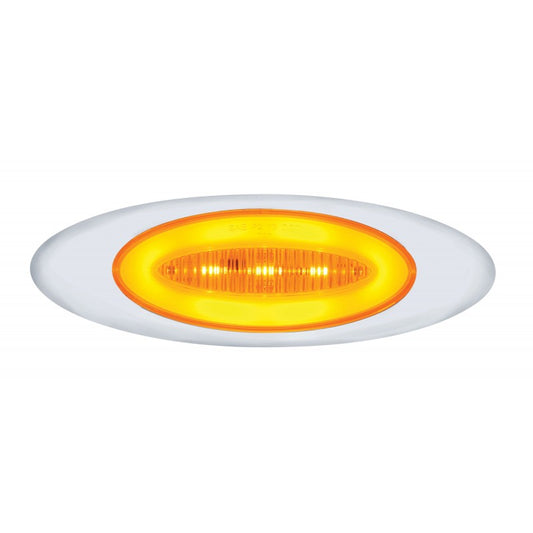 Amber 13 LED Glo Halo Truck Trailer Side Marker Clearance Lights / Chrome Bezel