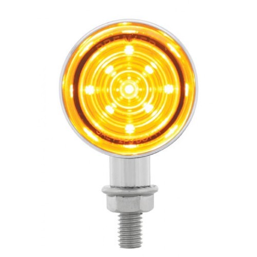 (2) Chrome Metal Bullet 9 LED Amber Harley Bike Motorcycle Turn Signal Lights