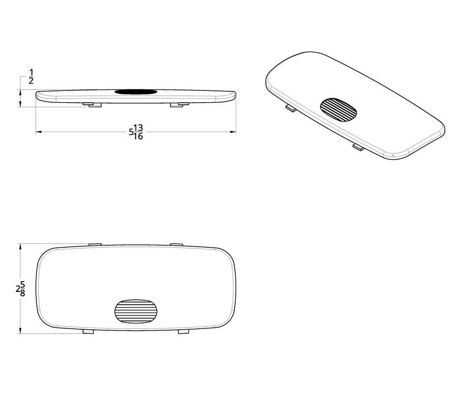 Rectangular Dome Light Lens For Peterbilt 379, 389, 388, 387, 386, 384 (2006+) – New Replacement
