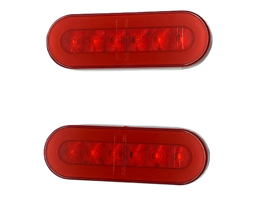 (2) " Halo " Red 22 LED 6" Oval Trailer Truck Stop Turn Brake Tail Light Kits