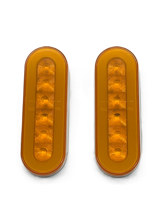(2) " Halo " Amber 22 LED 6" Oval Trailer Truck Running Turn Signal Light Kits