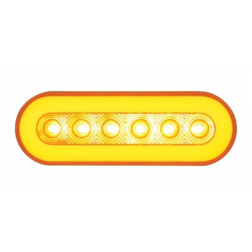 (2) " Halo " Amber 22 LED 6" Oval Trailer Truck Running Turn Signal Light Kits