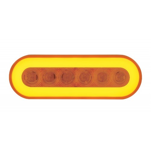 (2) " Halo " Amber 22 LED 6" Oval Trailer Truck Running Turn Signal Light Kits