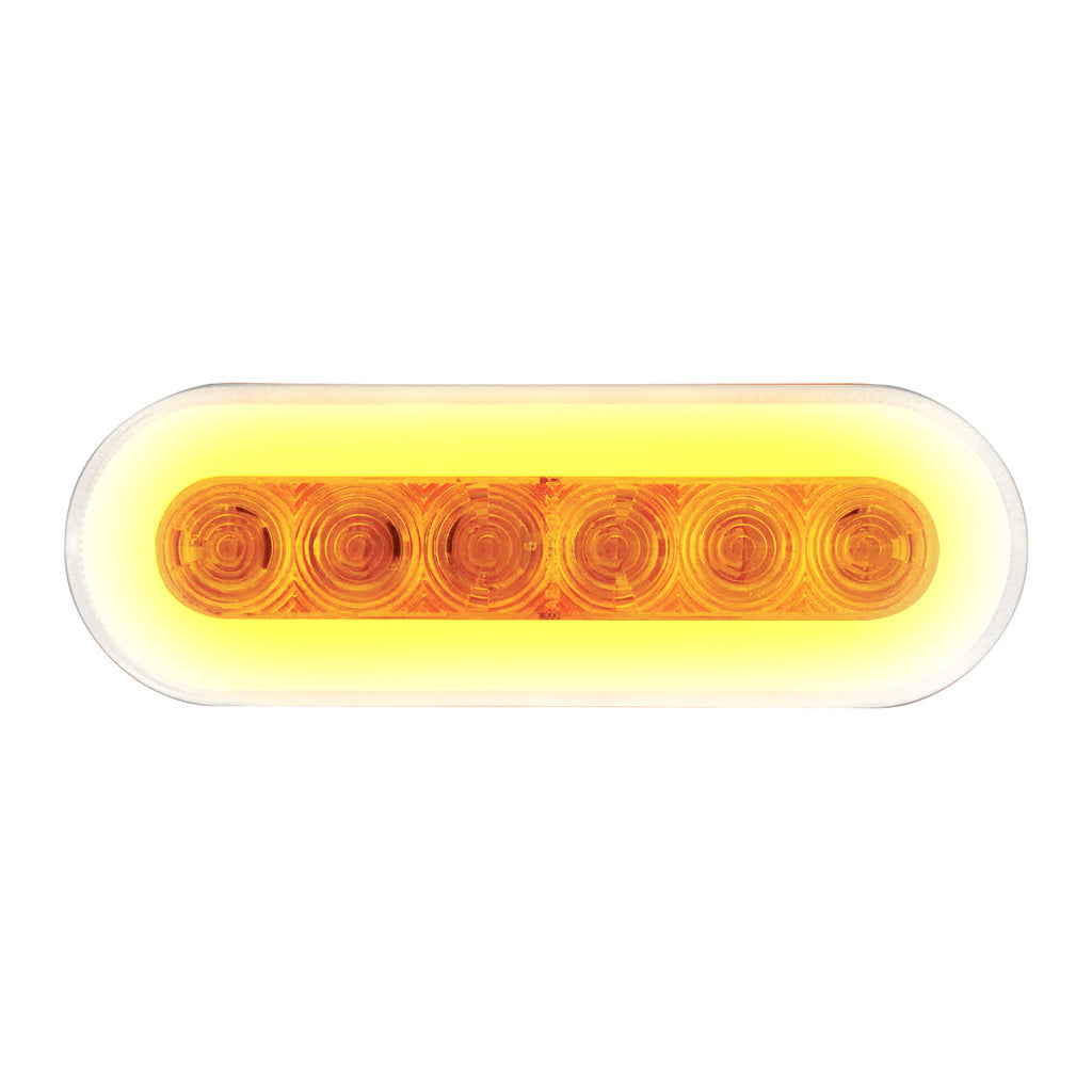 " Halo " Clear Amber LED 6" Oval Trailer Truck Turn Signal Marker Light Kits