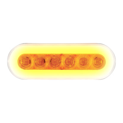 " Halo " Clear Amber LED 6" Oval Trailer Truck Turn Signal Marker Light Kits