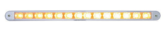 12" Amber 14 LED Strobe Safety Warning Flasher Light / Chrome Base / 6 Way Flash