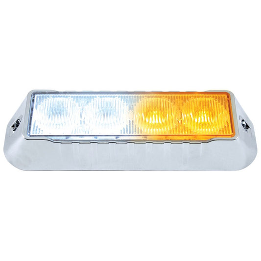 White / Amber High Power LED Strobe Safety Warning Flasher Light / Chrome Base