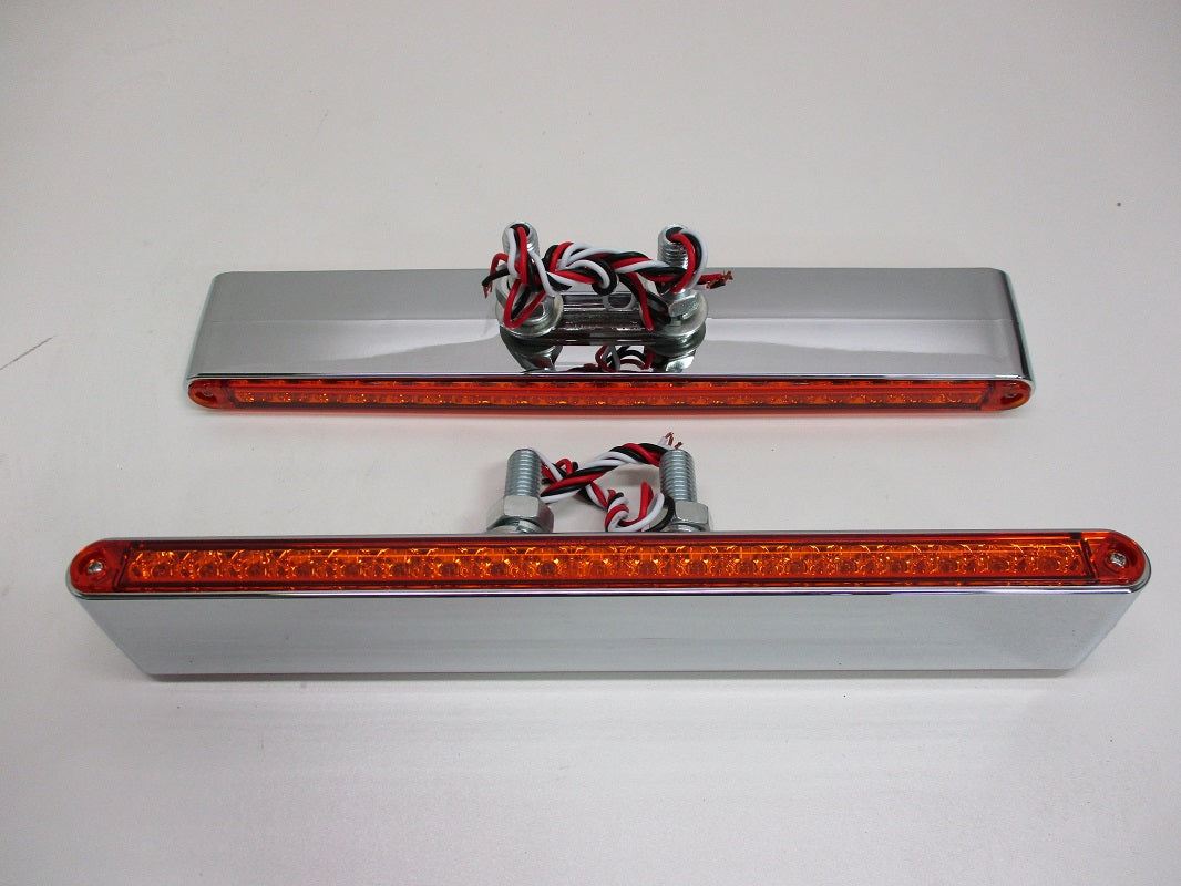 Pair of 12"L Amber / Amber LED Double Face Truck Semi Trailer Light Bars /3 Wire