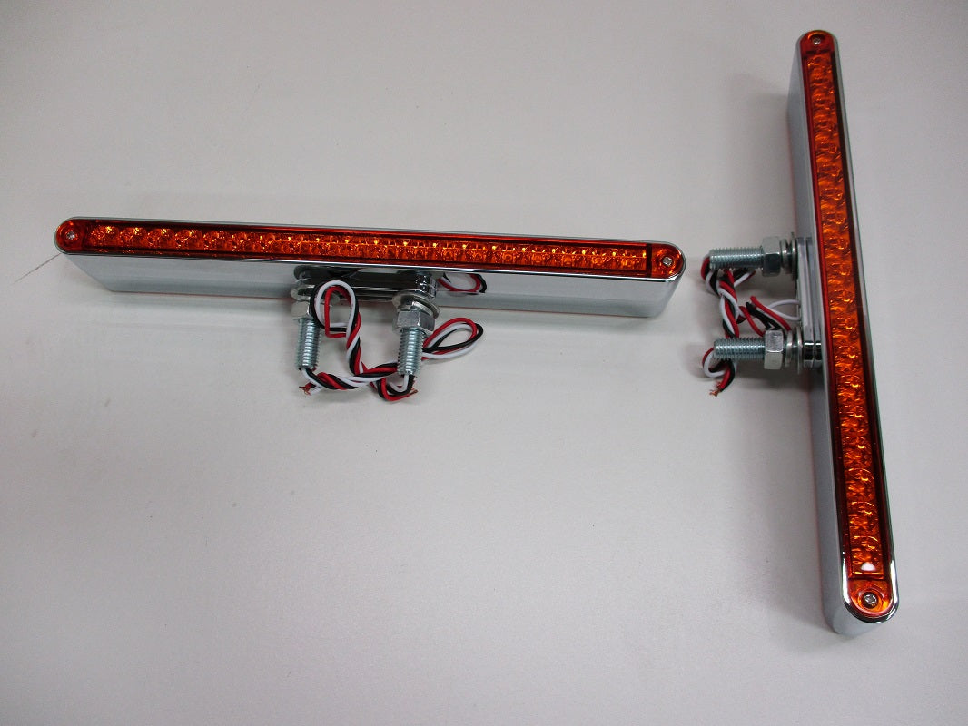 Pair of 12"L Amber / Amber LED Double Face Truck Semi Trailer Light Bars /3 Wire