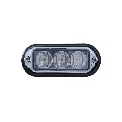 4" White High Power 3 LED Strobe Safety Warning Flasher Light / Chrome Base