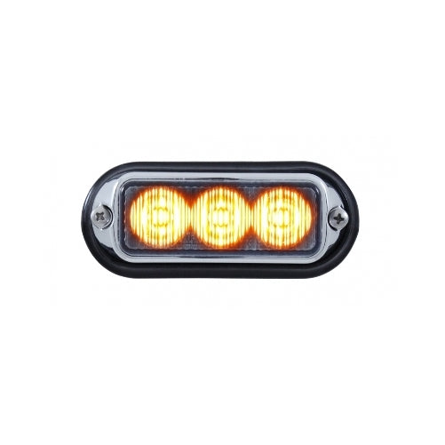 4" Amber High Power 3 LED Strobe Safety Warning Flasher Light / Chrome Base