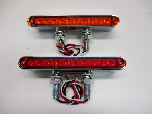 Pair of 6.5"L Red / Amber LED Combo Double Face Truck Semi Trailer Light Bars