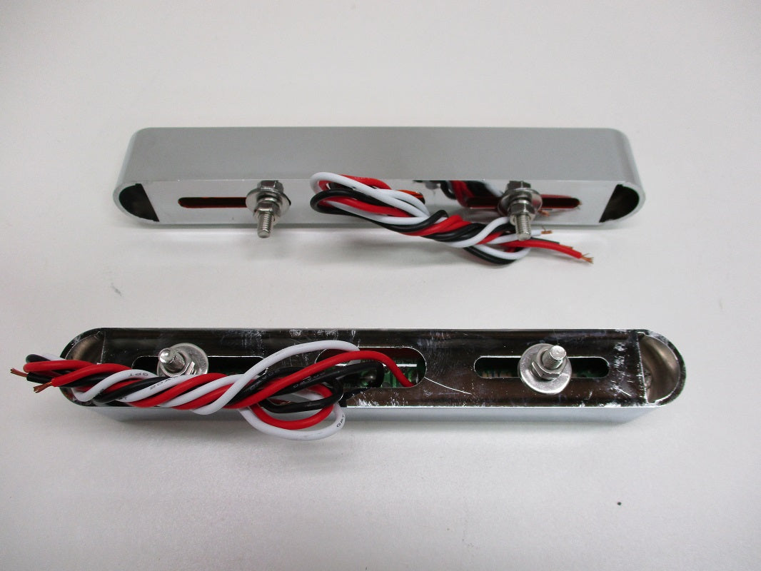 (2) 6.5" Amber 10 LED Brake Stop Turn Tail Lights / Chrome Base / Amber Lens