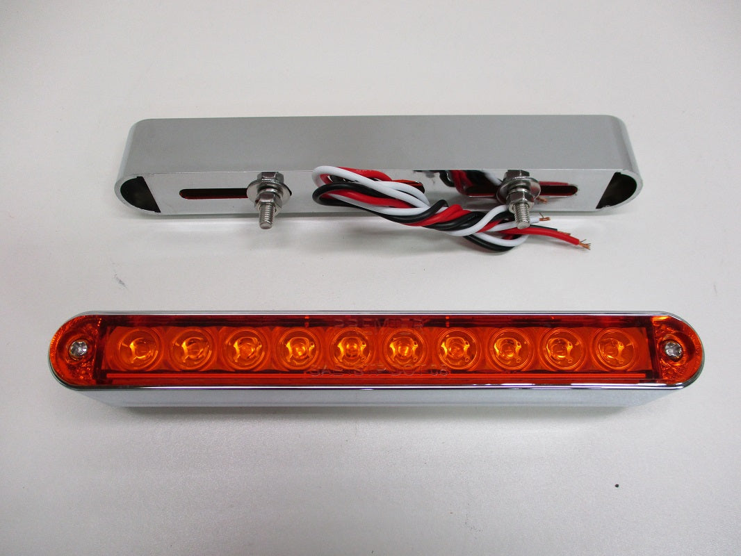 (2) 6.5" Amber 10 LED Brake Stop Turn Tail Lights / Chrome Base / Amber Lens