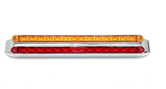 DUAL 14 LED 12" LIGHT BARS - AMBER & RED LED/AMBER & RED LENS