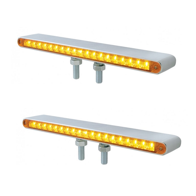 Pair of 12"L 19 LED Red/Amber Double Face Truck Semi Trailer Light Bars