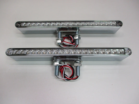 Pair of 12"L 19 LED Clear Red / Amber Double Face Truck Semi Trailer Light Bars