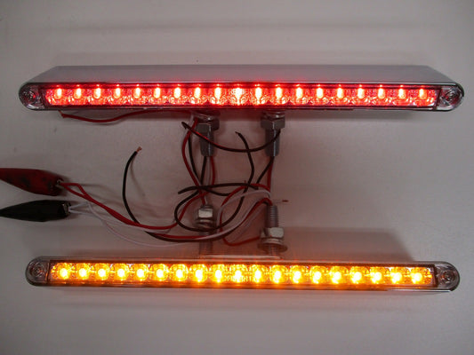 Pair of 12"L 19 LED Red/Amber Double Face Truck Semi Trailer Light Bars