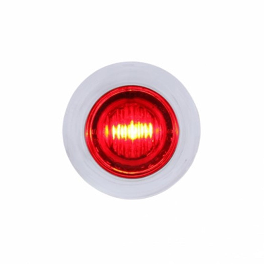 (2) Custom Mini 3/4" Round Red 3 LED Stop Turn Tail Lights /Grommets / SS Bezels