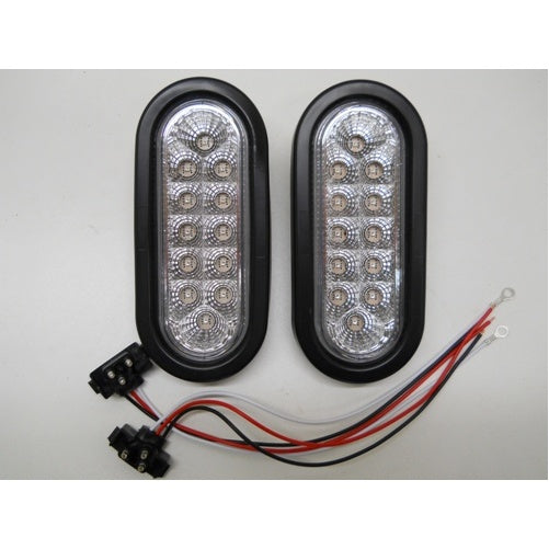 Clear Red 12 LED 6 Oval Truck Trailer Stop Turn Brake Tail Lights R clear-red-12-led-6-oval-truck-trailer-stop-turn-brake-tail-lights-r