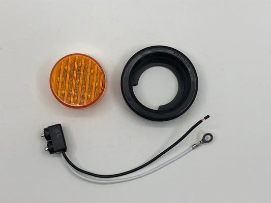 2" Round 9 LED Amber, Amber Lens Side Marker Clearance Light. Truck Trailer RV