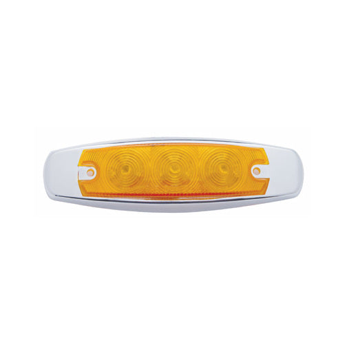 Amber 15 LED Truck Trailer Clearance Side Marker Light / Stainless Steel Bezel