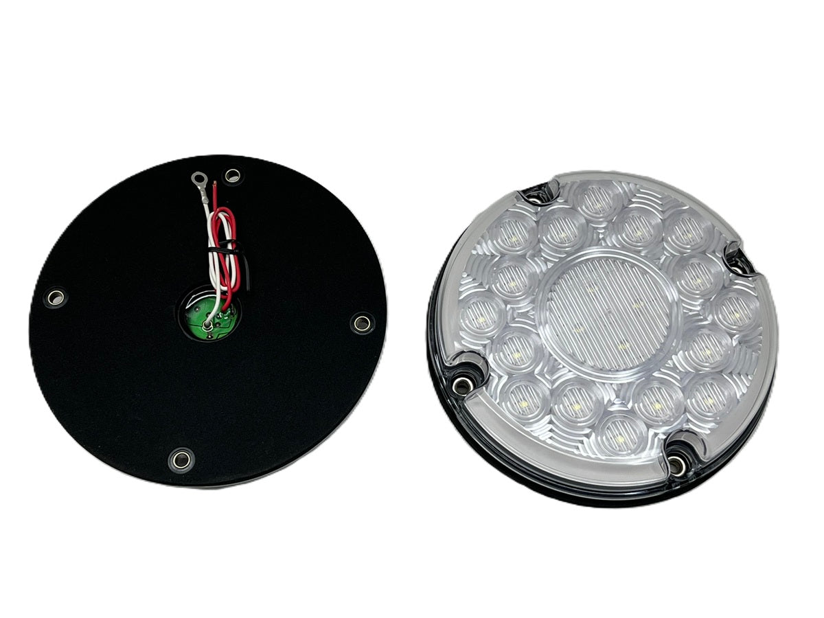 Pair of White 20 LED 7" Round Bus Truck Semi Van Reverse Back Up Lights