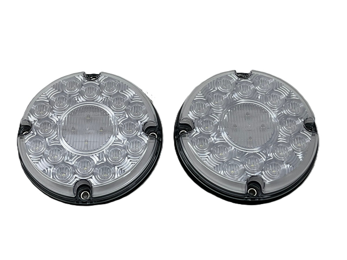 Pair of White 20 LED 7" Round Bus Truck Semi Van Reverse Back Up Lights