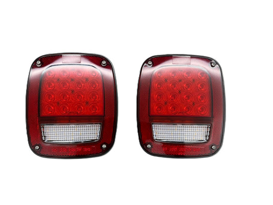 Combo Red 16 LED Truck Stop Turn Taillights / White 22 LED Reverse Lights RH&LH