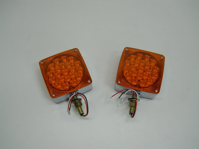(2) LED Amber Side Marker Turn Signal Semi Truck Fender Lights / Single Stud