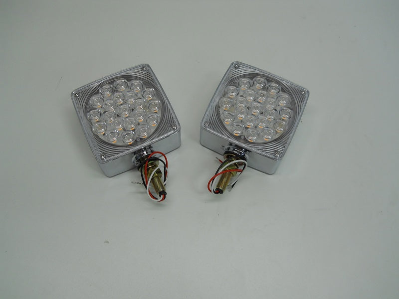 (2) LED Amber Side Marker Turn Signal Semi Truck Fender Lights / Single Stud