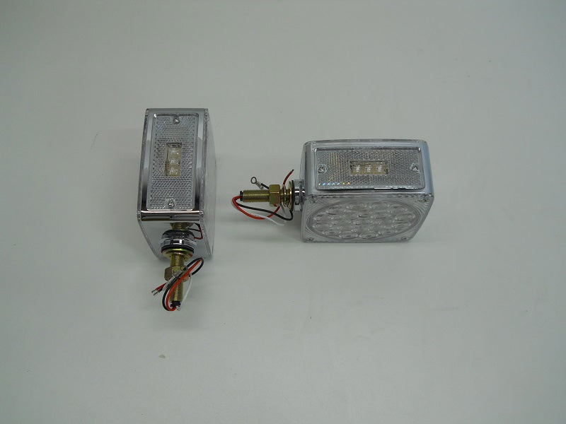 (2) LED Amber Side Marker Turn Signal Semi Truck Fender Lights / Single Stud