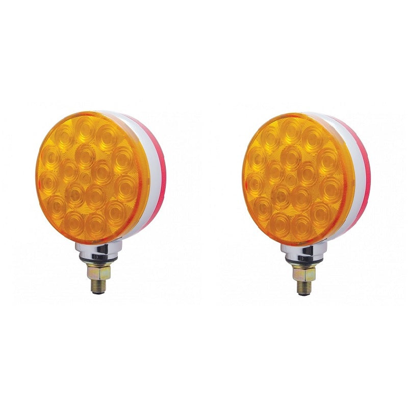 4" Round 34 LED Red Amber Reflector Double Face Turn Signal Truck Semi RV