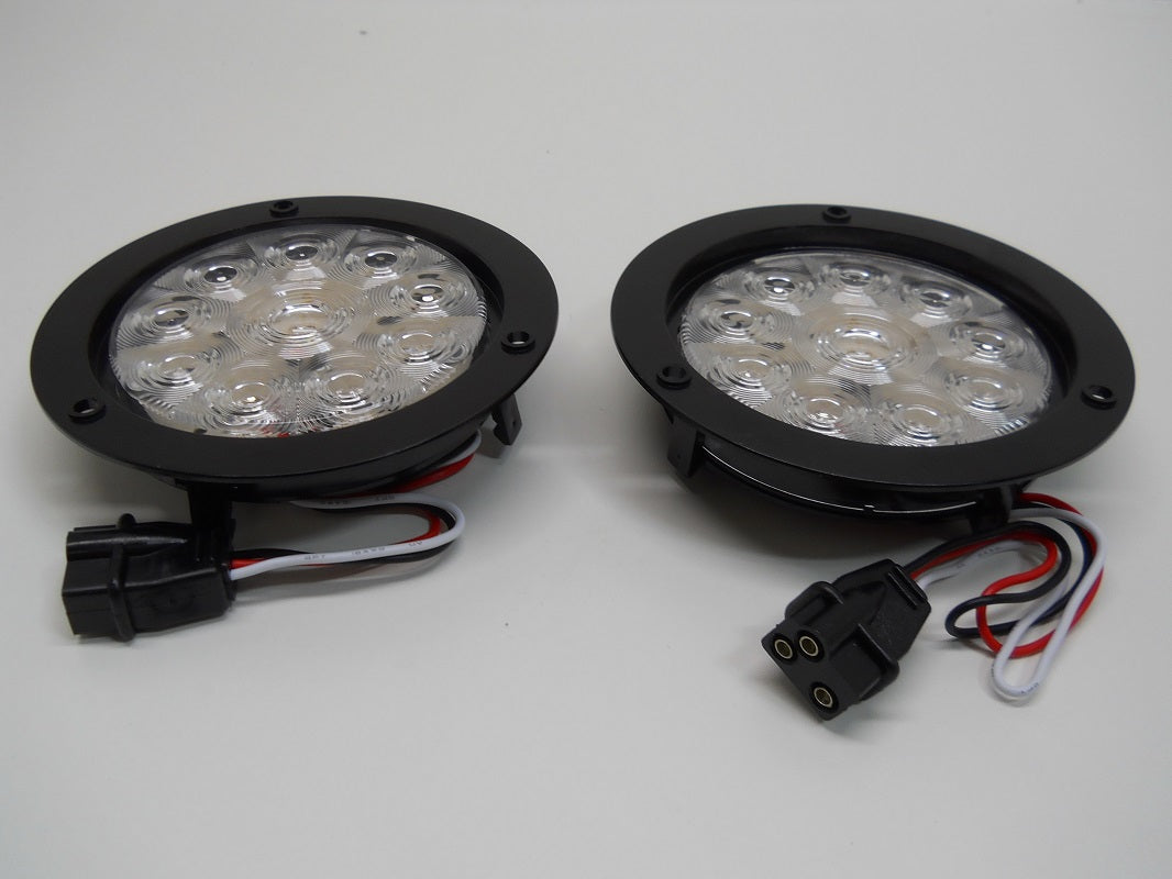 4" Round Clear Red 10 LED Brake Stop Turn Tail Lights /5.5" Plastic Flange Mount