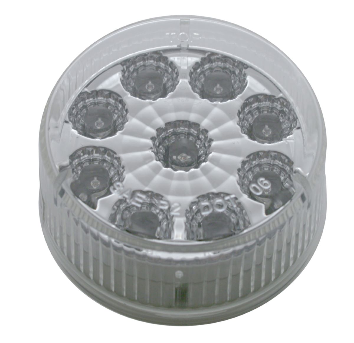 9 LED 2" Red Round Reflective Marker Clearence Light Clear Lens W/Grommet & Wire