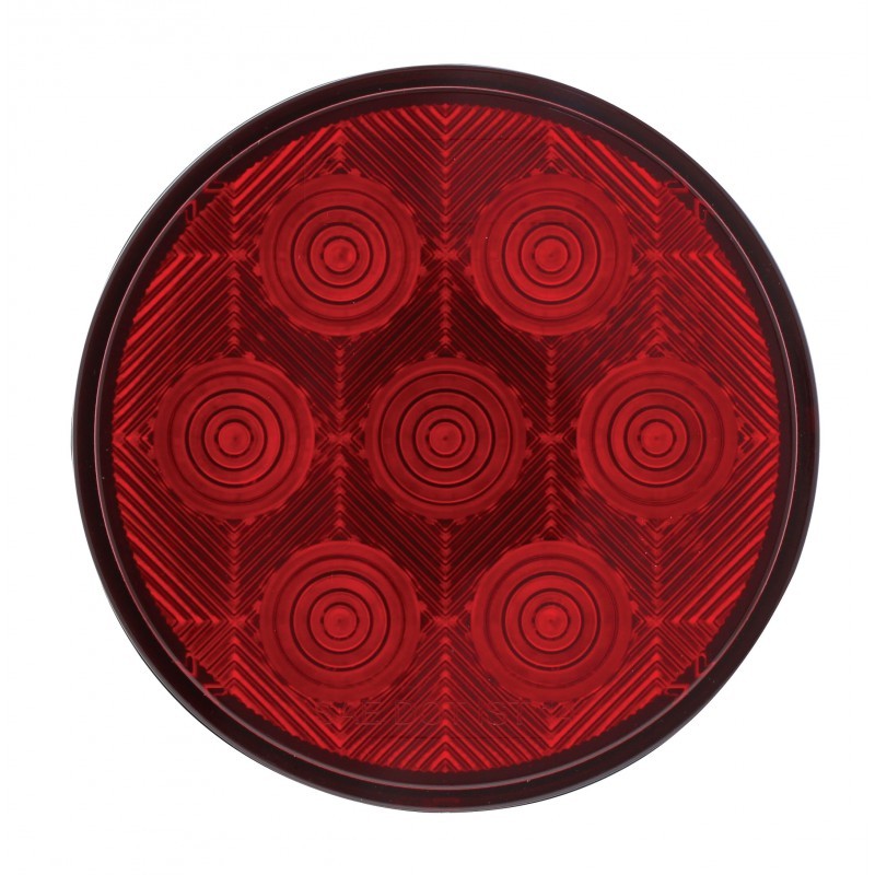 Pair of 4" Round Red 7 LED Trailer Truck Brake Stop Turn Taillights / Grommets