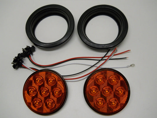 4" Round Amber 7 LED Trailer Truck Marker Parking Turn Signal Lights / Grommets