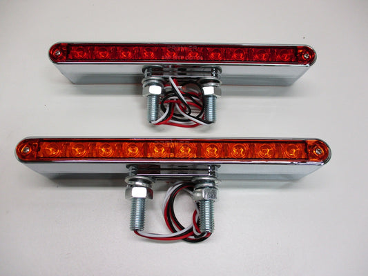 Pair of 9"L Red / Amber LED Combo Double Face Truck Semi Trailer Light Bars