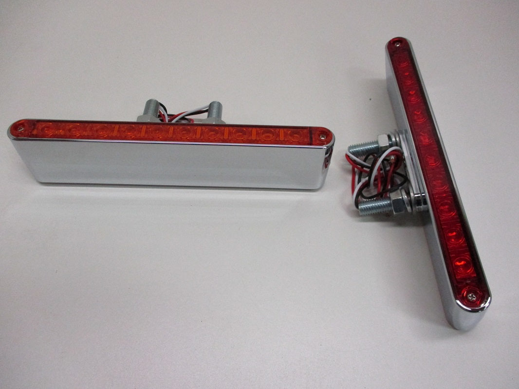 Pair of 9"L Red / Amber LED Combo Double Face Truck Semi Trailer Light Bars