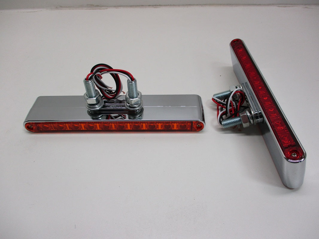 Pair of 9"L Red / Amber LED Combo Double Face Truck Semi Trailer Light Bars