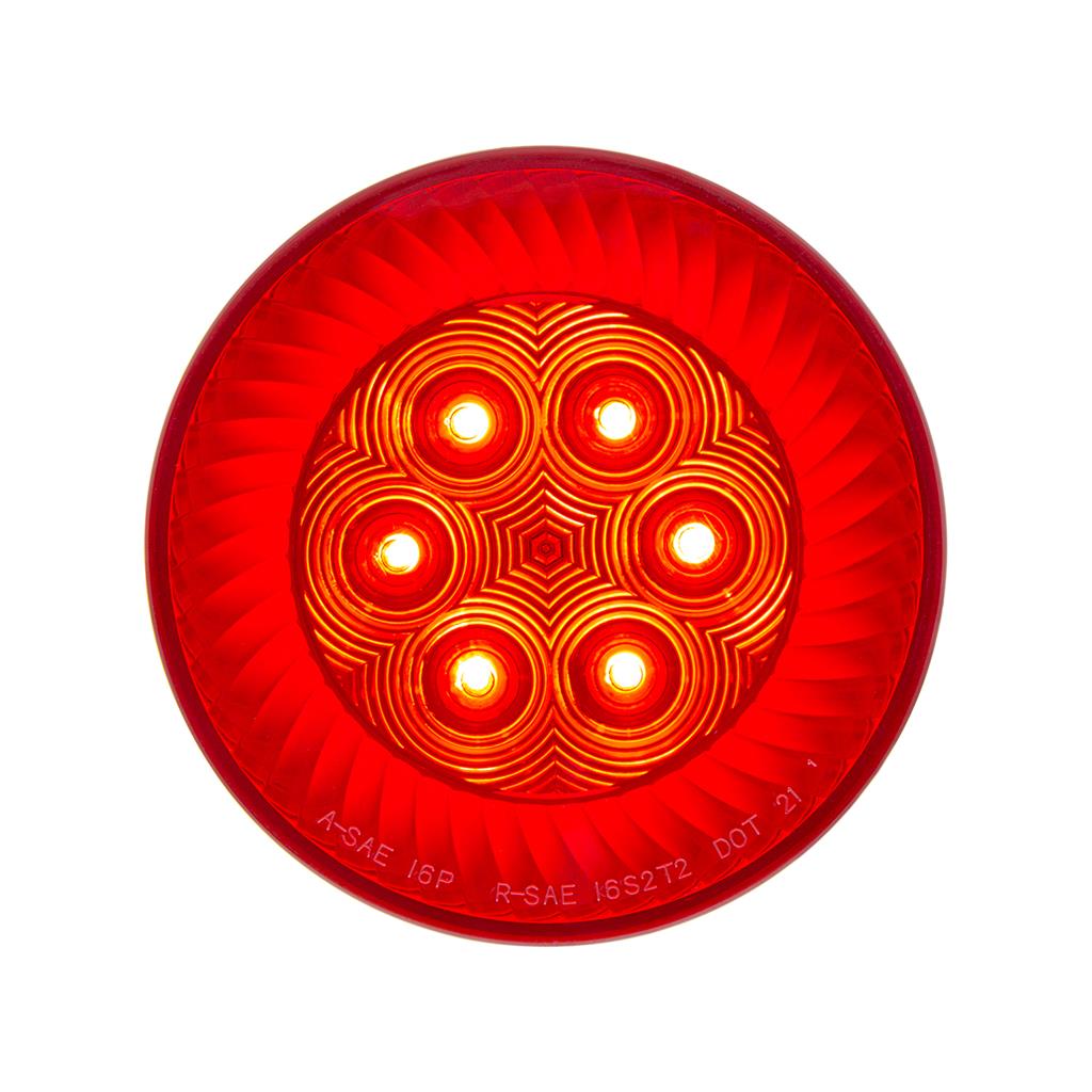 (2) 4" Round Red LED Turbine Turn Signal Light Red Lens Truck Trailer RV