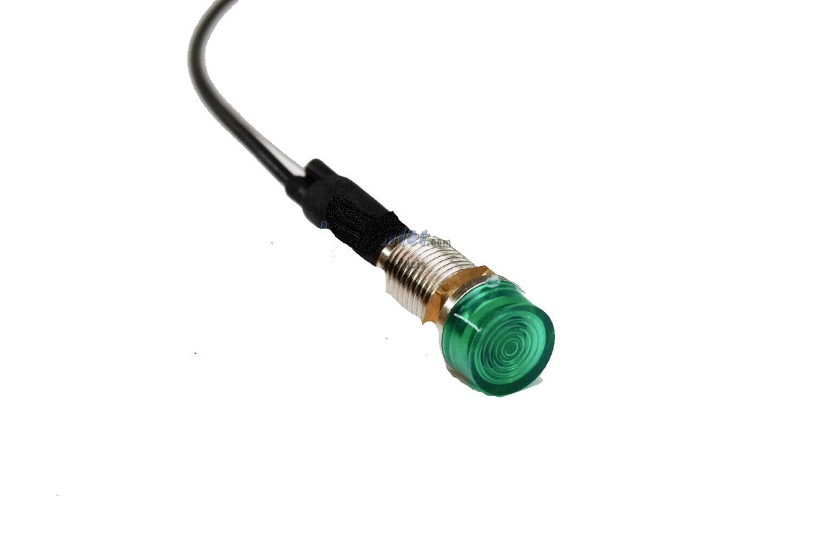 (1) Green Mini LED Dash Light Indicator, Pilot Warning Lamp, 1/4